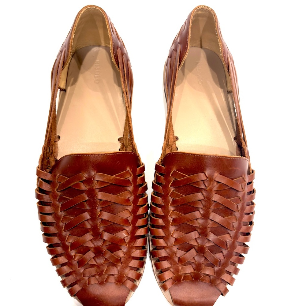 NISOLO Men's Huarache Brown Leather Sandals Slip on Made in Peru NEW - Picture 6 of 12